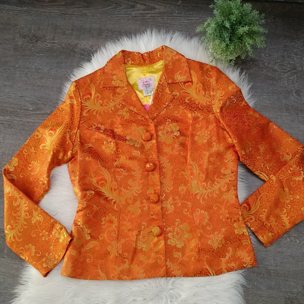Michelle Decourcy  Short Brocade Jacket Size Large